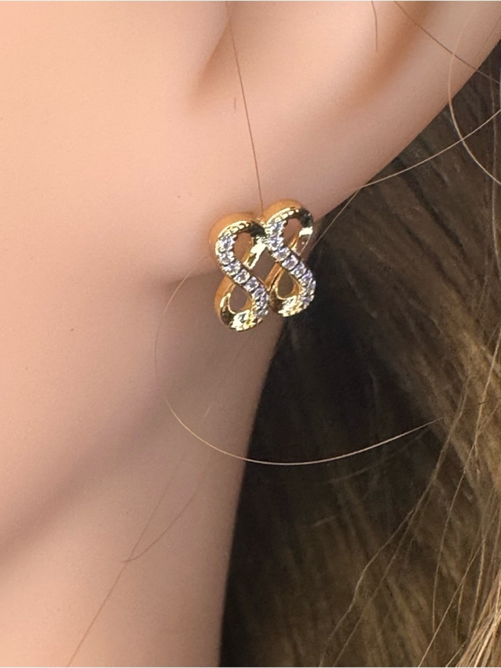 18K Gold Plated Double Infinity Earrings | Hypoallergenic, Dainty Gift Idea NWT